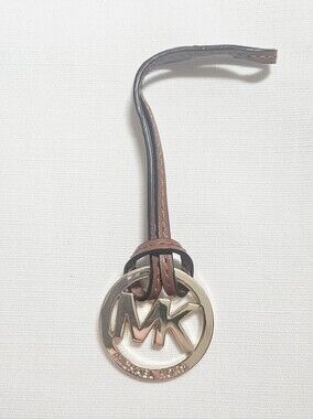 Michael Kors Brown Leather Bag Charm/key Fob with Gold MK Logo